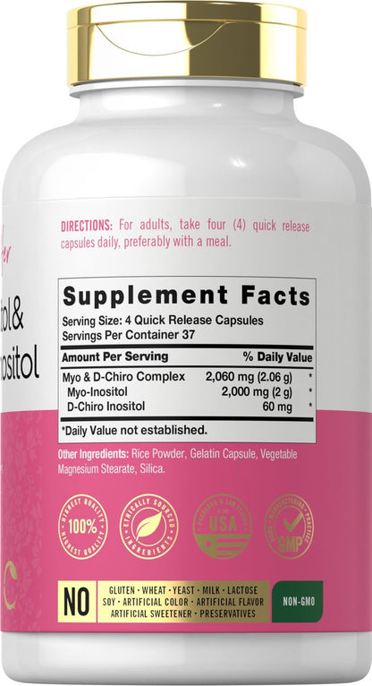 Carlyle Myo-Inositol & D-Chiro Inositol Komplex für Frauen | 2060 mg | 150 Kapseln | Non-GMO, Glutenfrei