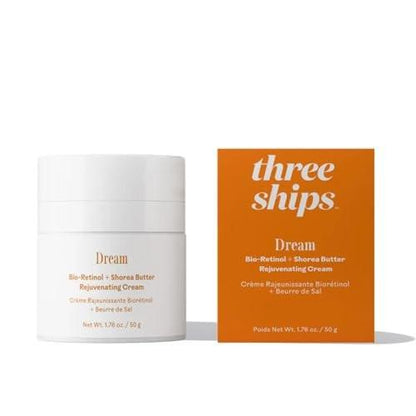 Three Ships - Dream Bio-Retinol + Shorea Butter Verjüngende Nachtcreme | Für einen ebenmäßigen Hautton, Feuchtigkeit, Glätte | Tierversuchsfrei, Vegan, Parabenfrei, Für empfindliche Haut (50 g)