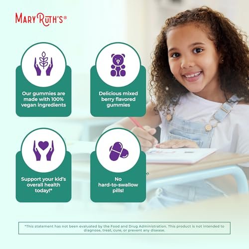 MaryRuth Organics Immun-Gummis für Kinder | USDA Bio | Vitamin C, Zink & Holunderbeeren | Immununterstützung ab 4 Jahren | Vegan | Ohne Gentechnik | Glutenfrei | 60 Stück