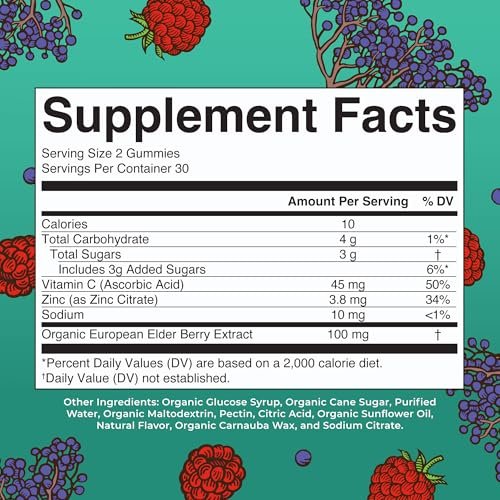 MaryRuth Organics Immun-Gummis für Kinder | USDA Bio | Vitamin C, Zink & Holunderbeeren | Immununterstützung ab 4 Jahren | Vegan | Ohne Gentechnik | Glutenfrei | 60 Stück