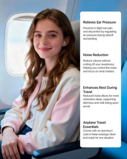 Softvox Flugzeug Ohrstöpsel Druckausgleich Ohrstöpsel 2 Paar, verhindert Ohrenschmerzen & reduziert Lärm 25dB - Flug Essentials, wiederverwendbare weiche Flugzeug Ohrstöpsel für Erwachsene/Kinder ab 12 Jahren, Reise Gehörschutz Air Plugs