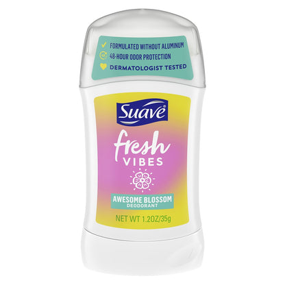 Suave Fresh Vibes Deodorant Stick, Awesome Blossom Duft, Aluminiumfrei, 48-Stunden-Geruchsschutz, 1,2 oz