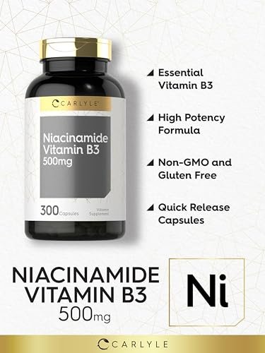 Carlyle Niacinamid 500 mg Kapseln | 300 Stück | Vitamin B3 | Nicht-GVO & glutenfrei