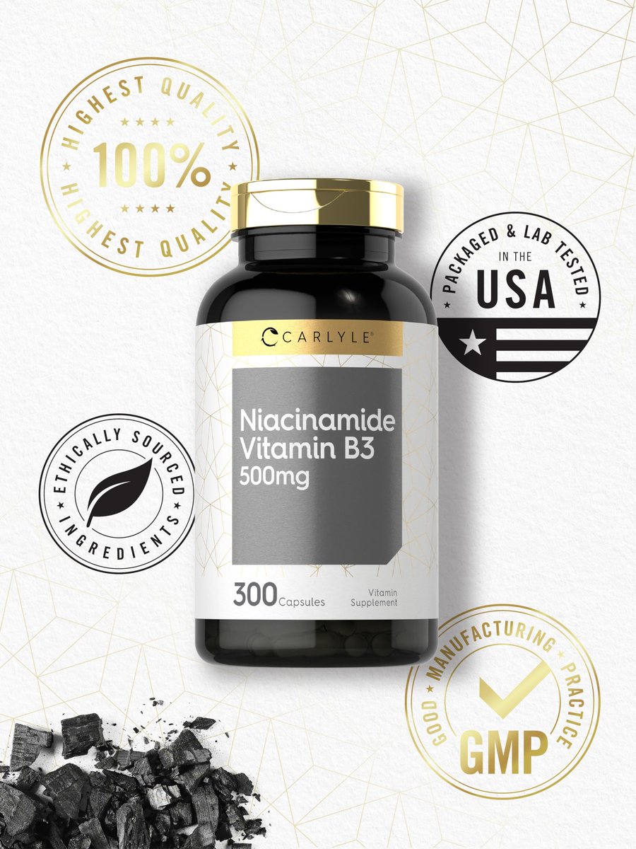 Carlyle Niacinamid 500 mg Kapseln | 300 Stück | Vitamin B3 | Nicht-GVO & glutenfrei