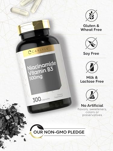 Carlyle Niacinamid 500 mg Kapseln | 300 Stück | Vitamin B3 | Nicht-GVO & glutenfrei