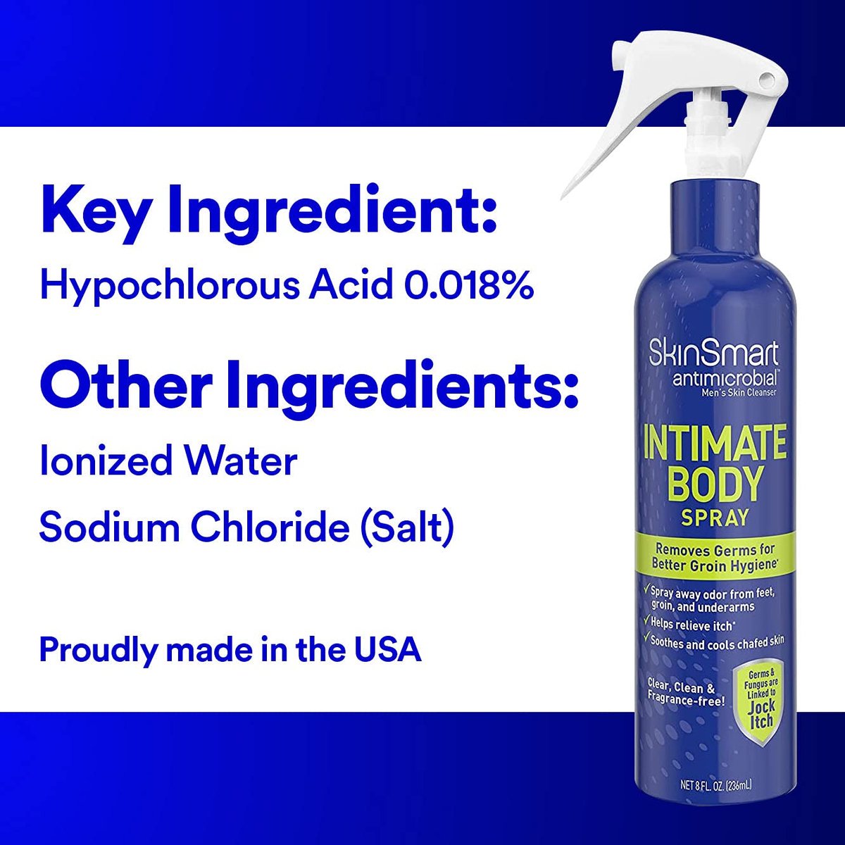 SkinSmart Antimicrobial Intimspray für Männer – Hypochlorous Shower in a Bottle, 8 oz – Beseitigt Bakterien, die Juckreiz und schlechte Gerüche verursachen
