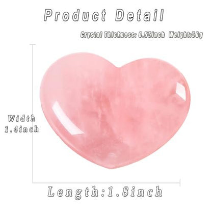 MAIBAOTA 45 mm Rosenquarz Kristall Herz Stein – Heilstein Geschenk für Mama und Frauen