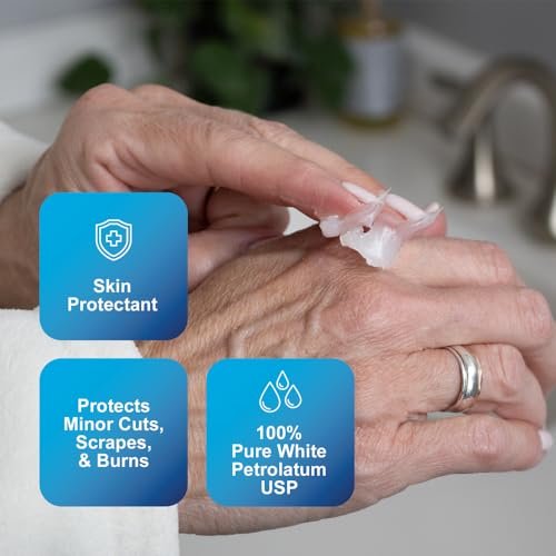 CareAll Petroleum Jelly 13 Oz Glas – Unparfümiert, 100% reines weißes Vaseline USP – Hautschutz bei kleinen Schnitten, Schürfwunden, Verbrennungen – Feuchtigkeitsspender für trockene Haut und Lippen