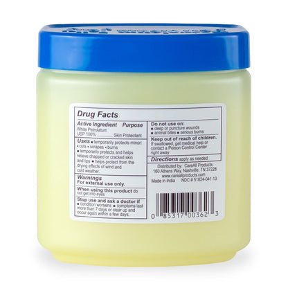 CareAll Petroleum Jelly 13 Oz Glas – Unparfümiert, 100% reines weißes Vaseline USP – Hautschutz bei kleinen Schnitten, Schürfwunden, Verbrennungen – Feuchtigkeitsspender für trockene Haut und Lippen