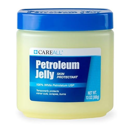 CareAll Petroleum Jelly 13 Oz Glas – Unparfümiert, 100% reines weißes Vaseline USP – Hautschutz bei kleinen Schnitten, Schürfwunden, Verbrennungen – Feuchtigkeitsspender für trockene Haut und Lippen