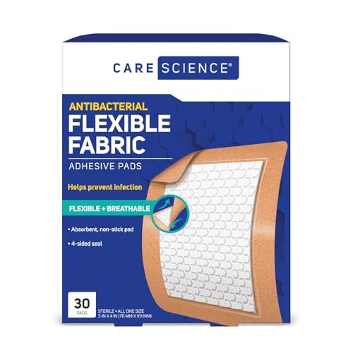 Care Science Stoff-Pflasterstreifen, 3x4 Zoll, extra groß, flexibel, nicht klebend, 30 Stück