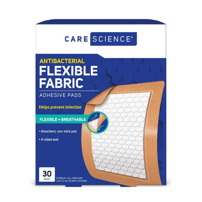 Care Science Stoff-Pflasterstreifen, 3x4 Zoll, extra groß, flexibel, nicht klebend, 30 Stück