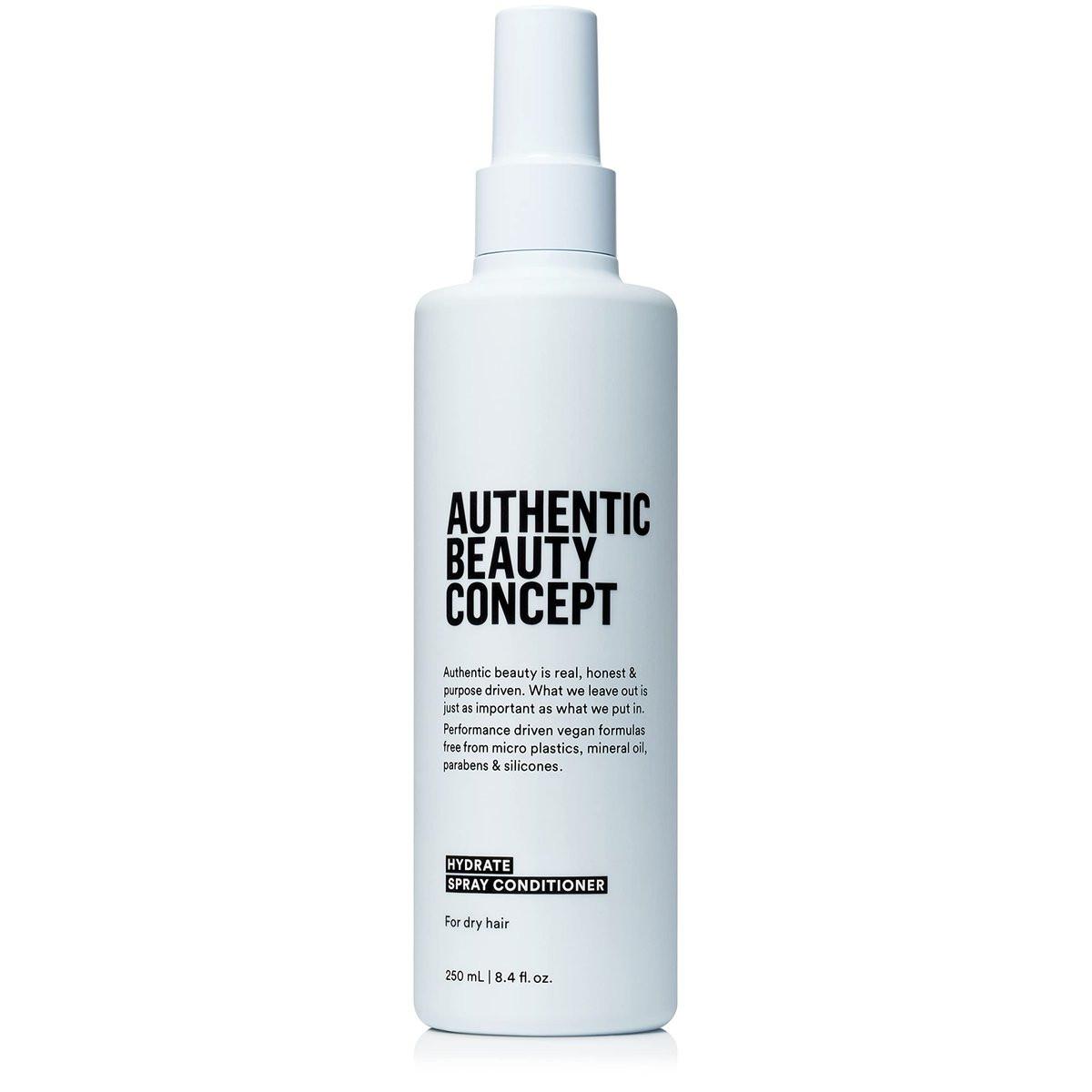 Authentic Beauty Concept Hydrate Spray Conditioner – Leichter Leave-In Spray für Feuchtigkeit und Kämmbarkeit – Normales bis trockenes oder lockiges Haar – Vegan & tierversuchsfrei – Silikonfrei – 250 ml