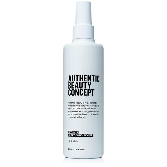 Authentic Beauty Concept Hydrate Spray Conditioner – Leichter Leave-In Spray für Feuchtigkeit und Kämmbarkeit – Normales bis trockenes oder lockiges Haar – Vegan & tierversuchsfrei – Silikonfrei – 250 ml