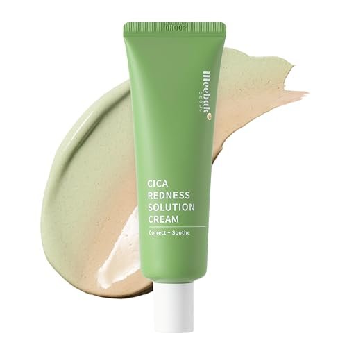 Meebak Cica Redness Solution Cream – Grüner Farbkorrektor & BB Cream für empfindliche Haut, Rötungen lindernd, für helle bis mittlere Hauttöne