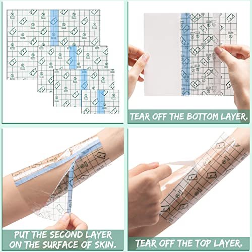BBTO 100 Stück Transparente dehnbare Klebeverbände, wasserdichte klare Pflaster, Schutzfolie für Dusche (3, 5, 6, 8 Zoll)
