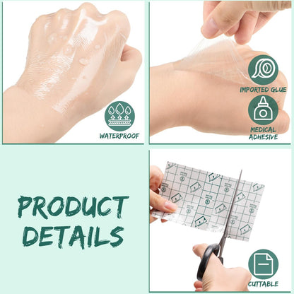 BBTO 100 Stück Transparente dehnbare Klebeverbände, wasserdichte klare Pflaster, Schutzfolie für Dusche (3, 5, 6, 8 Zoll)