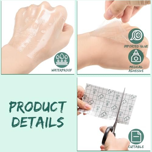 BBTO 100 Stück Transparente dehnbare Klebeverbände, wasserdichte klare Pflaster, Schutzfolie für Dusche (3, 5, 6, 8 Zoll)