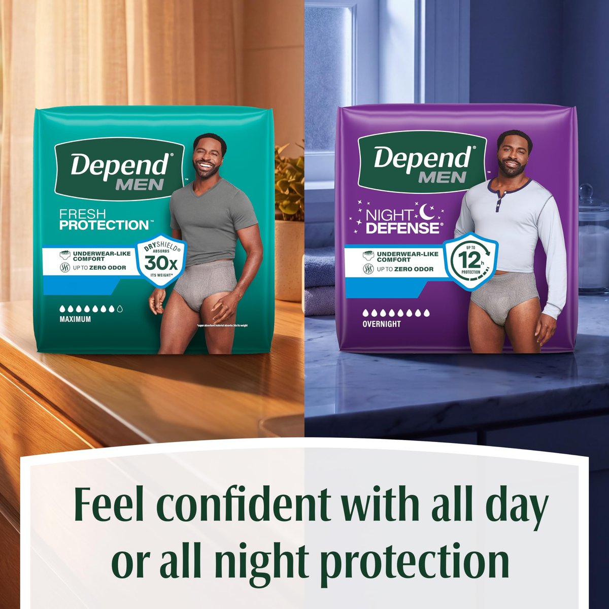 Depend Night Defense Inkontinenzslip für Männer, Nachteinlage, Extra Large, Grau, 12 Stück