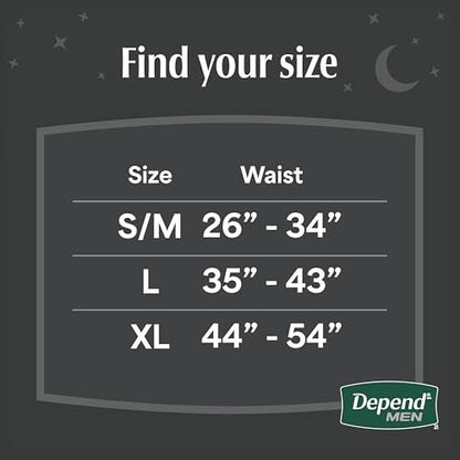 Depend Night Defense Inkontinenzslip für Männer, Nachteinlage, Extra Large, Grau, 12 Stück