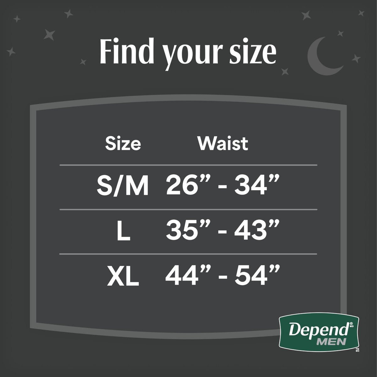 Depend Night Defense Inkontinenzslip für Männer, Nachteinlage, Extra Large, Grau, 12 Stück