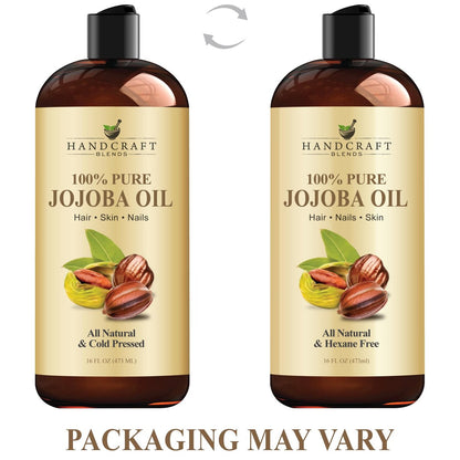 Handcraft Blends Jojobaöl | 100% rein und natürlich | Ayurvedische Hautpflege | Premium Trägeröl | Gesicht | Haut | Haare | Massage | Kaltgepresst | Hexanfrei | 473 ml