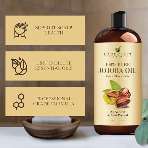 Handcraft Blends Jojobaöl | 100% rein und natürlich | Ayurvedische Hautpflege | Premium Trägeröl | Gesicht | Haut | Haare | Massage | Kaltgepresst | Hexanfrei | 473 ml