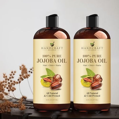 Handcraft Blends Jojobaöl | 100% rein und natürlich | Ayurvedische Hautpflege | Premium Trägeröl | Gesicht | Haut | Haare | Massage | Kaltgepresst | Hexanfrei | 473 ml