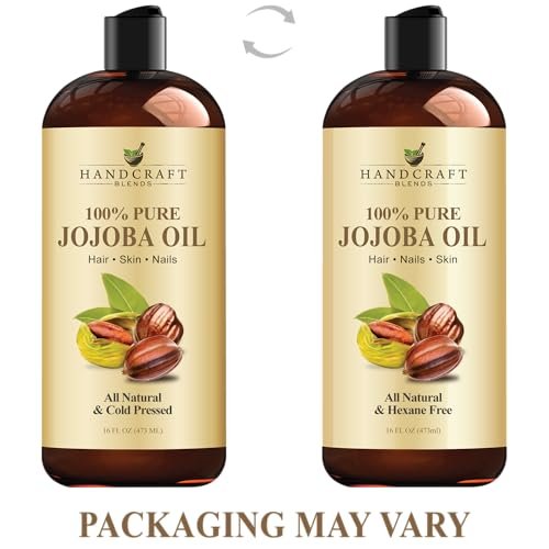 Handcraft Blends Jojobaöl | 100% rein und natürlich | Ayurvedische Hautpflege | Premium Trägeröl | Gesicht | Haut | Haare | Massage | Kaltgepresst | Hexanfrei | 473 ml