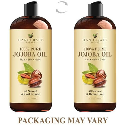Handcraft Blends Jojobaöl | 100% rein und natürlich | Ayurvedische Hautpflege | Premium Trägeröl | Gesicht | Haut | Haare | Massage | Kaltgepresst | Hexanfrei | 473 ml