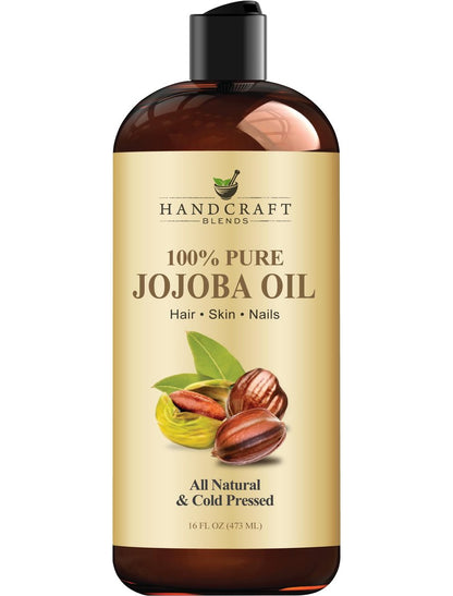 Handcraft Blends Jojobaöl | 100% rein und natürlich | Ayurvedische Hautpflege | Premium Trägeröl | Gesicht | Haut | Haare | Massage | Kaltgepresst | Hexanfrei | 473 ml