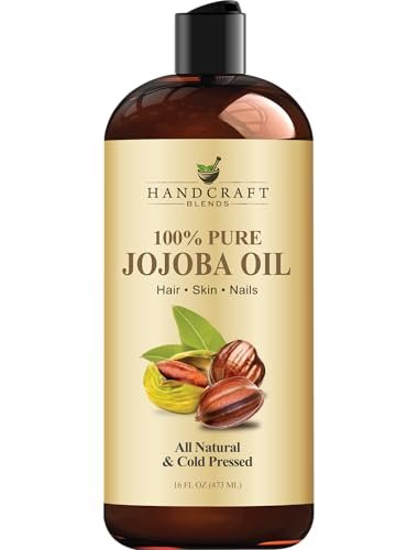 Handcraft Blends Jojobaöl | 100% rein und natürlich | Ayurvedische Hautpflege | Premium Trägeröl | Gesicht | Haut | Haare | Massage | Kaltgepresst | Hexanfrei | 473 ml