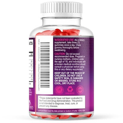 Ballaststoff-Gummibärchen für Erwachsene - 4g lösliche Ballaststoffe pro Portion - Pflanzliches Präbiotikum für Verdauungsgesundheit, Darmgesundheit & regelmäßige Verdauung - Vegan - Leckerer Beerengeschmack - 60 Stück