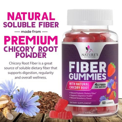 Ballaststoff-Gummibärchen für Erwachsene - 4g lösliche Ballaststoffe pro Portion - Pflanzliches Präbiotikum für Verdauungsgesundheit, Darmgesundheit & regelmäßige Verdauung - Vegan - Leckerer Beerengeschmack - 60 Stück