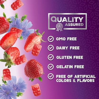 Ballaststoff-Gummibärchen für Erwachsene - 4g lösliche Ballaststoffe pro Portion - Pflanzliches Präbiotikum für Verdauungsgesundheit, Darmgesundheit & regelmäßige Verdauung - Vegan - Leckerer Beerengeschmack - 60 Stück