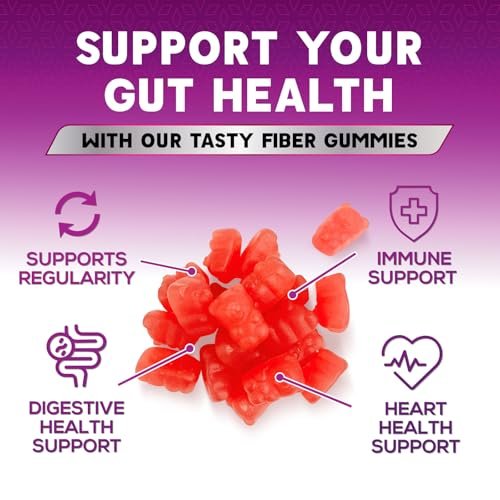 Ballaststoff-Gummibärchen für Erwachsene - 4g lösliche Ballaststoffe pro Portion - Pflanzliches Präbiotikum für Verdauungsgesundheit, Darmgesundheit & regelmäßige Verdauung - Vegan - Leckerer Beerengeschmack - 60 Stück