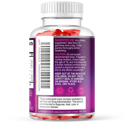Ballaststoff-Gummibärchen für Erwachsene - 4g lösliche Ballaststoffe pro Portion - Pflanzliches Präbiotikum für Verdauungsgesundheit, Darmgesundheit & regelmäßige Verdauung - Vegan - Leckerer Beerengeschmack - 60 Stück