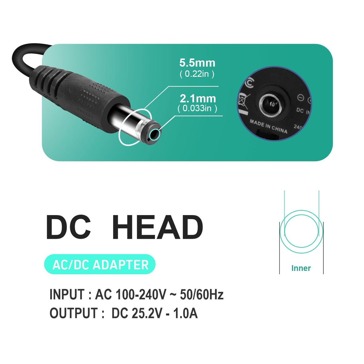 YDRANT Massage Gun Charger 24V ~ 25.2V 1A Netzteil für Massagepistolen