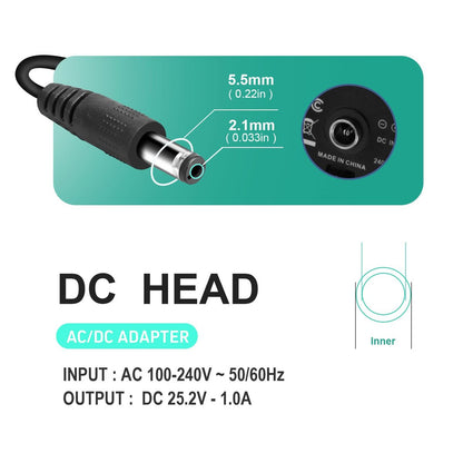 YDRANT Massage Gun Charger 24V ~ 25.2V 1A Netzteil für Massagepistolen