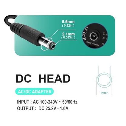 YDRANT Massage Gun Charger 24V ~ 25.2V 1A Netzteil für Massagepistolen
