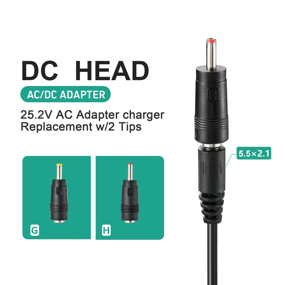 YDRANT Massage Gun Charger 24V ~ 25.2V 1A Netzteil für Massagepistolen