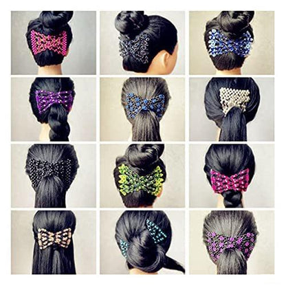 FXBLING 6er Set Magic Easy Combs für Frauen – Haarknoten-Maker mit elastischen Perlen-Doppelhaarclips für stilvolle Frisuren