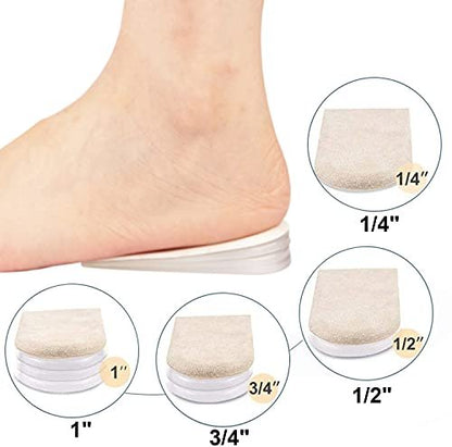 Verstellbare orthopädische Fersenerhöhungseinlagen, 1/4" bis 1" Gel-Fersenpolster, Höhenverstellbare Einlegesohle für Beinlängendifferenzen, Fersensporn, Fersenschmerzen, Sportverletzungen und Achillessehnenentzündung (4 Schichten), Klein
