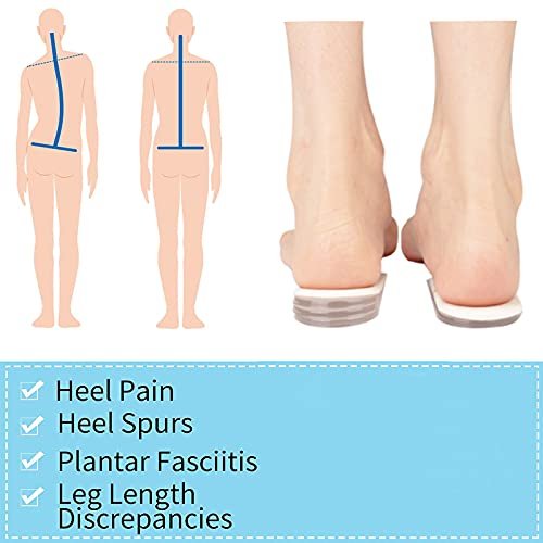 Verstellbare orthopädische Fersenerhöhungseinlagen, 1/4" bis 1" Gel-Fersenpolster, Höhenverstellbare Einlegesohle für Beinlängendifferenzen, Fersensporn, Fersenschmerzen, Sportverletzungen und Achillessehnenentzündung (4 Schichten), Klein