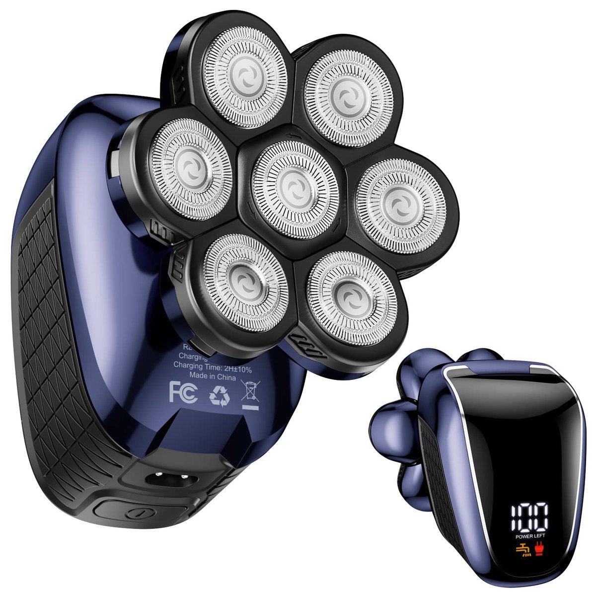 Wyklaus Kopfrasierer für Männer, Upgrade Haarschneider für Glatze, Elektrorasierer für den Kopf mit Nasenhaartrimmer, IPX6 wasserdicht, Nass/Trocken Herren Pflegeset, Anti-Pinch, LED-Anzeige, USB wiederaufladbar