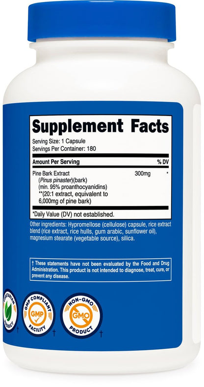 Nutricost Kiefernrindenextrakt – 180 Kapseln, 180 Portionen pro Flasche