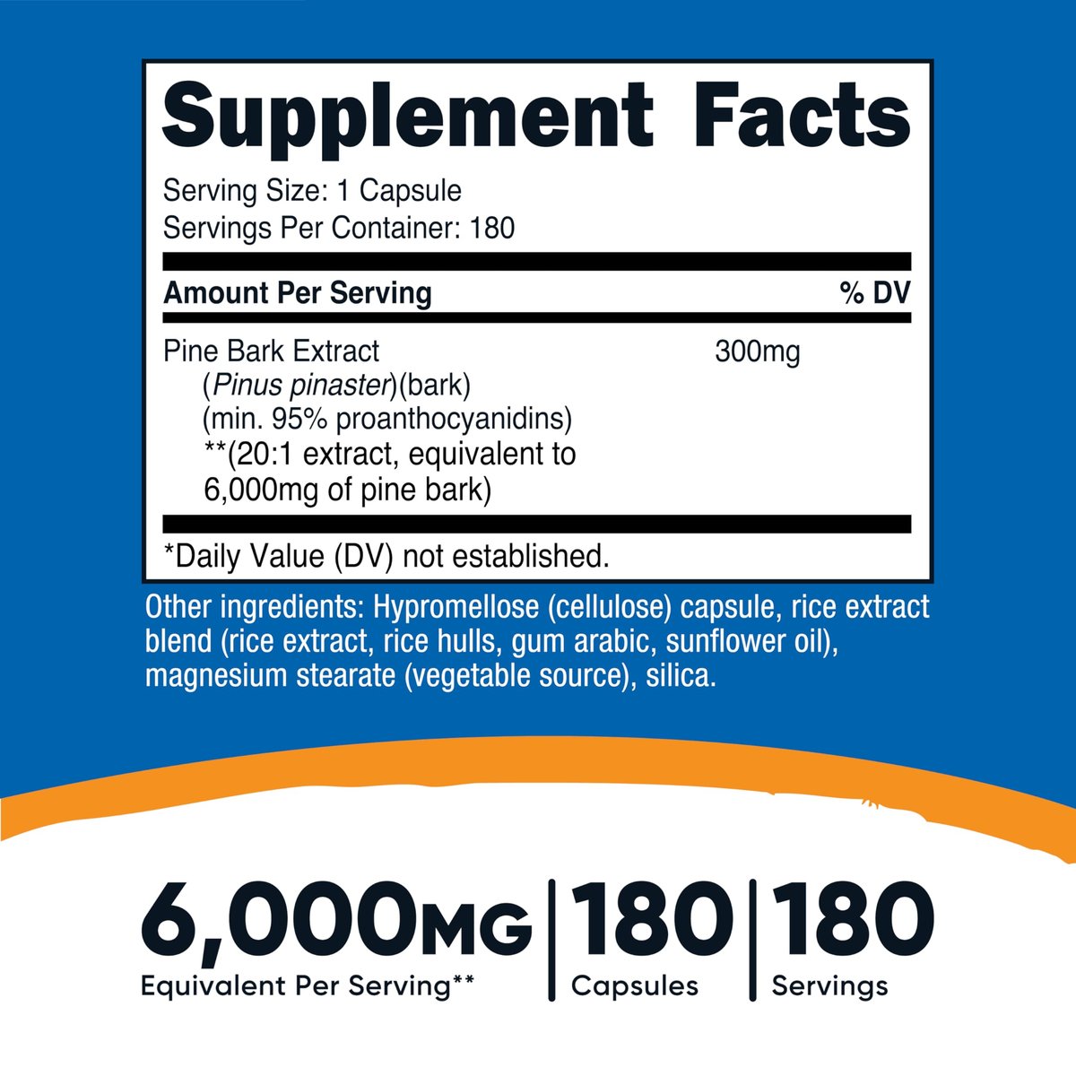 Nutricost Kiefernrindenextrakt – 180 Kapseln, 180 Portionen pro Flasche