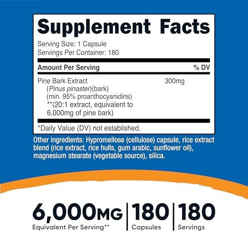 Nutricost Kiefernrindenextrakt – 180 Kapseln, 180 Portionen pro Flasche