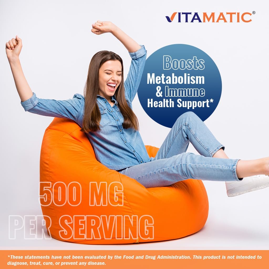 Vitamatic Vitamin B6 (Pyridoxin HCI), 500 mg – 120 vegane Tabletten für Energieproduktion, Stoffwechsel & Immunsystem