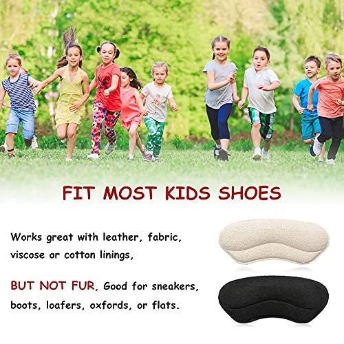 Dr. Foot's Fersenpolster für Kinder und Frauen, selbstklebende Fersenkissen-Einlagen für Mädchen und Jungen – verhindert Rutschen, Reiben, Blasen, Fußschmerzen – 4 Paar (Beige+Schwarz)